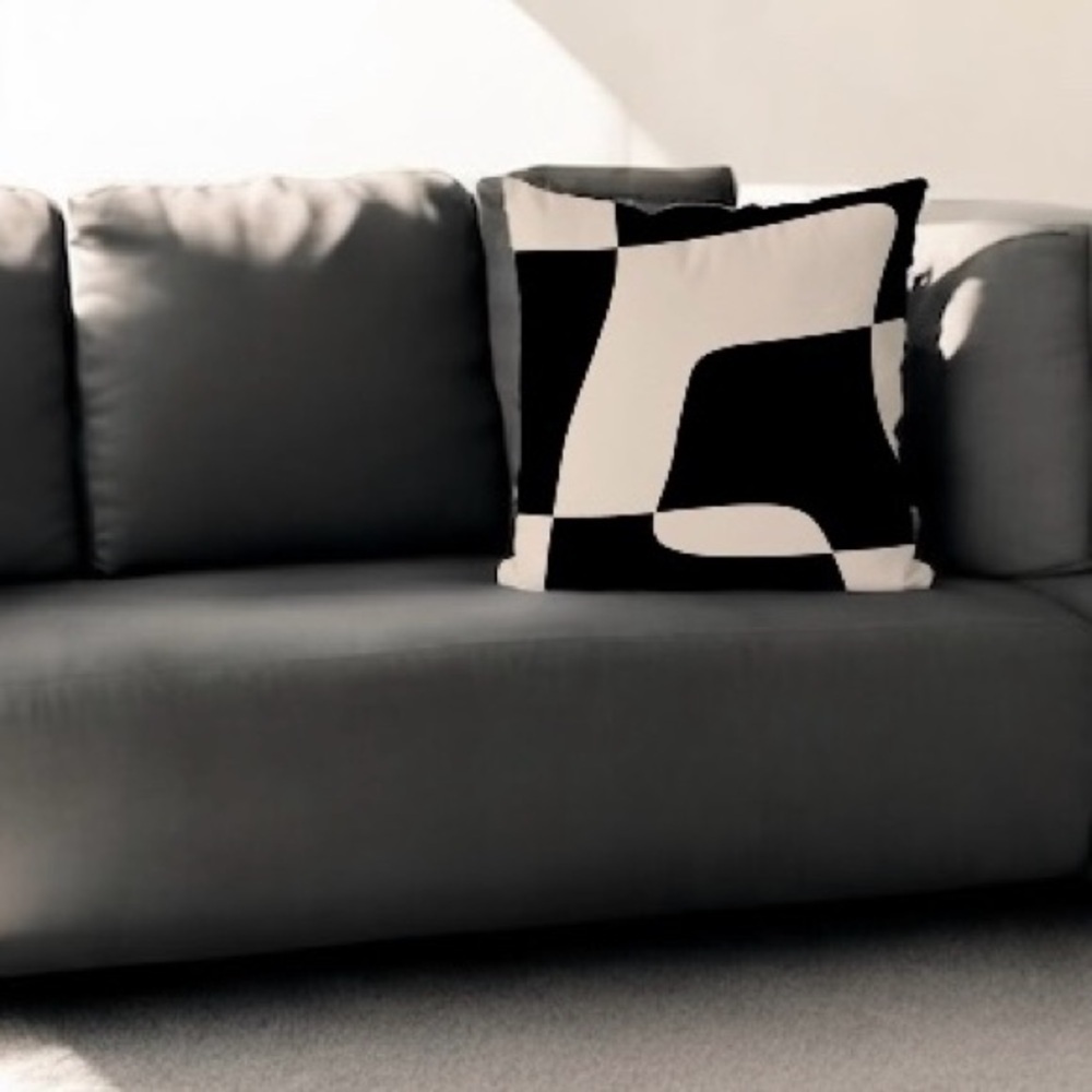 Modern Black and Off-White Throw Pillow Cover, 18”x18”